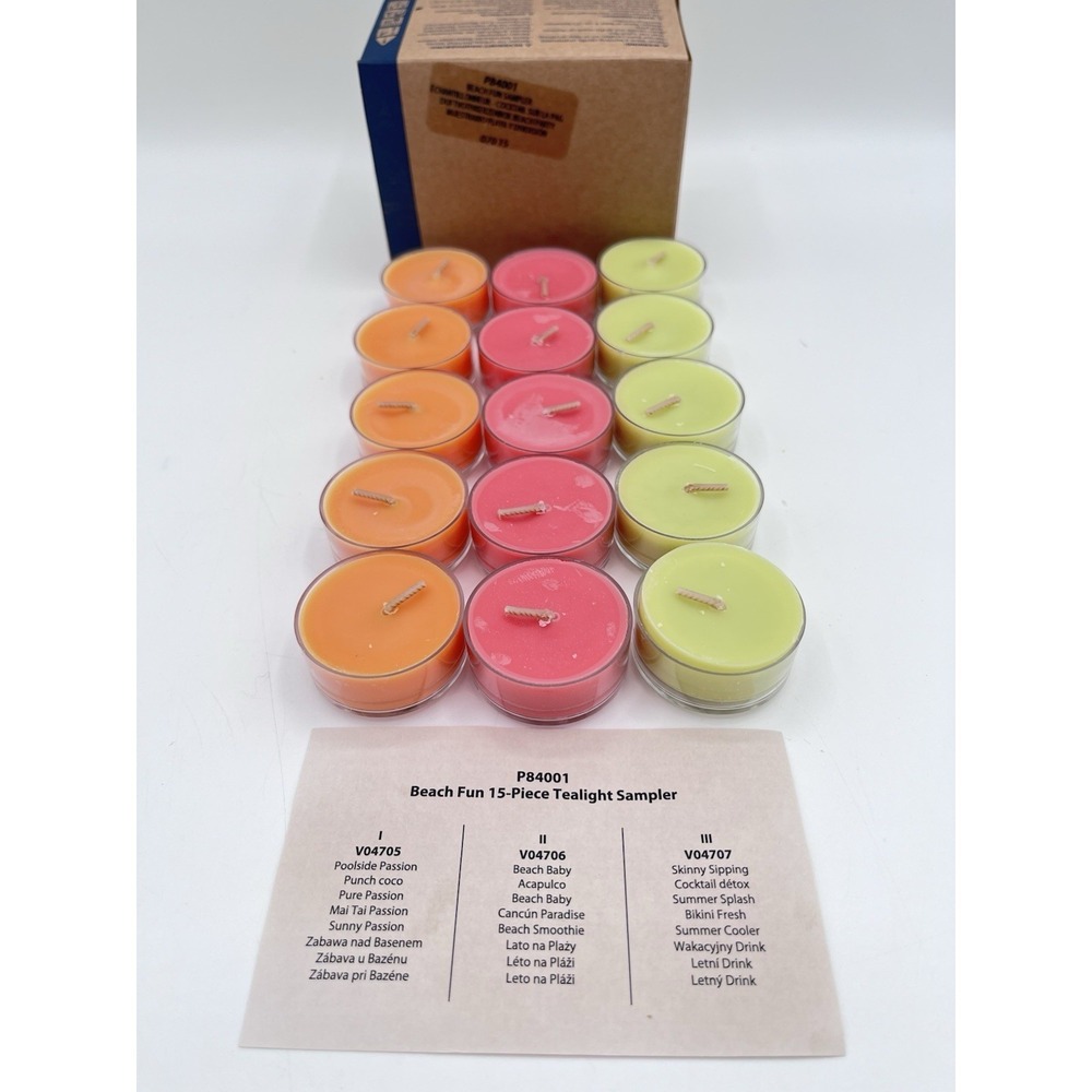PartyLite Beach Fun Tealight Sampler Retired Scent 15 Tealight Candlesā NIB